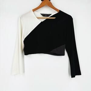 Kamalikulture Women Long Sleeve Crop Top Large Sporty Colorblock Minimalist